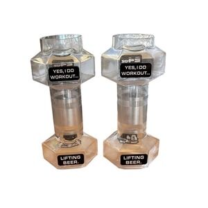 Dumbbell Beer Glass (Set of 2) Beer Mugs Glasses, Funny Novelty GIFT Holiday NIB